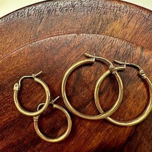Solid gold hoops bundle - 14K & 10K